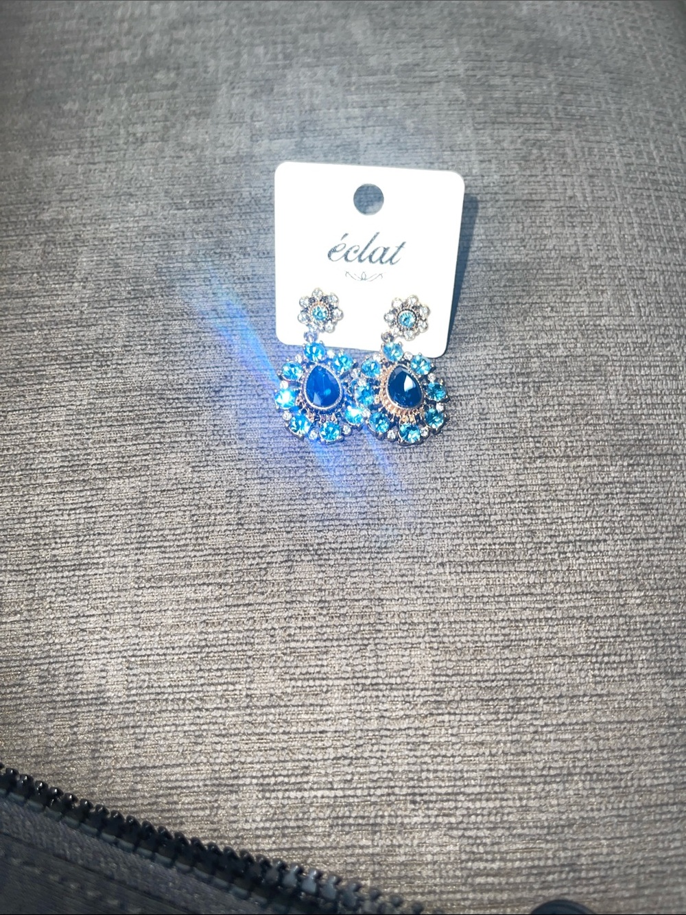 Eclat Blue Crystal Teardrop Cluster Earrings